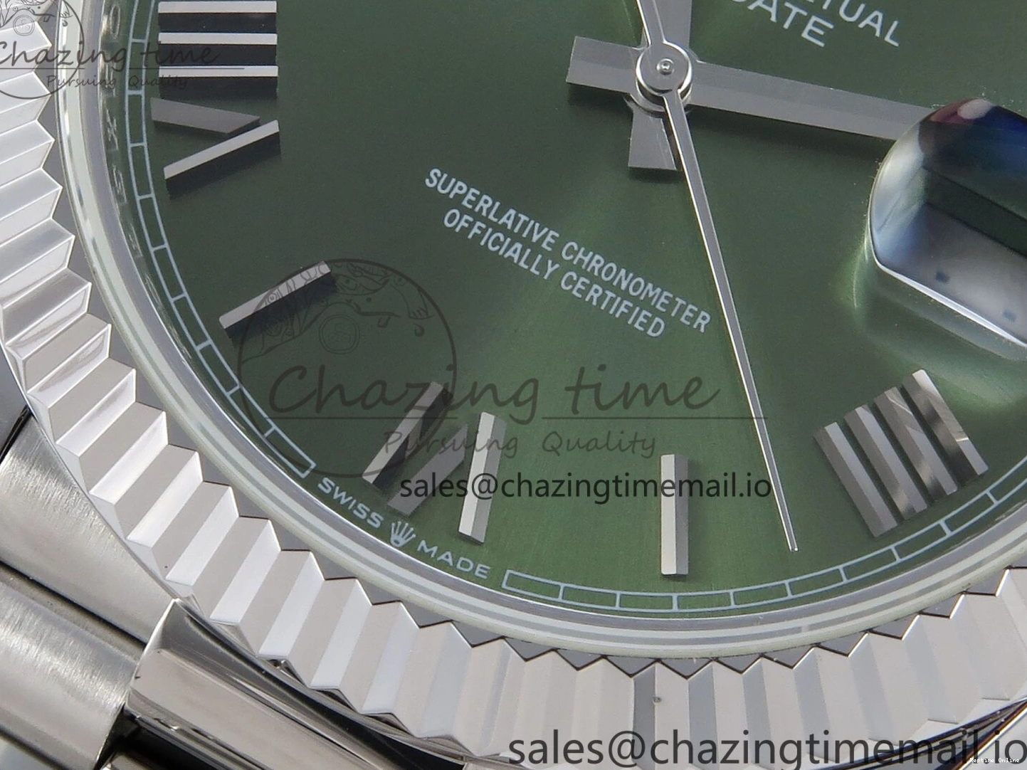0507 Tailored Day Date 40 SS 228239 KF 1:1 Best Edition Green Roman Dial on President Bracelet VR3255 (Gain Weight) 826